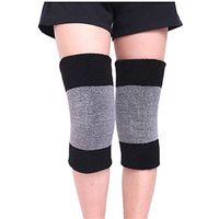 Mcolics Cotton Non-slip Soft Absorbent Knee Pad Support Brace Protector Leg Sleeve Kneelet Thickening Extended Warm For Men & Women Outdoor Sports Running Dancing Gym Yoga Fitness, 1 Pair (Black&Grey)