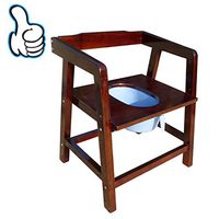 Wooden Elderly Bedside Commode Chair, Elderly Toilet Stool Seat with Backrest And Armrests, Height Adjustable Pregnant Woman Toilet Chair Reinforced Non-Slip Mobile Chair Load -100KG (330 Lbs)