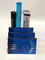 Zig ZAG Blue Rolling Paper 1 1/2 (3 Packs) Plus Zig Zag Roller 70MM, Raw Black Cliper and Small DoobTube.