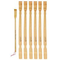 BambooMN 6 Pieces 25" Bamboo Backscratcher Shoehorn and 1 Piece Travel Size Back Scratcher, 7 Pieces Total