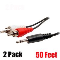 iMBAPrice (Pack of 2) 50 Feet 3.5mm Stereo Male to Two RCA Male Splitter Cable