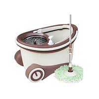 LIUFS-Mop Head Double-drive Rotary Mop Automatic Drowning Mop Cloth Bucket Labor-saving Mop Bucket With Drain Set Mop Hydraulic Rod Plastic Disc 2 Cloth Head (Color : Beige)