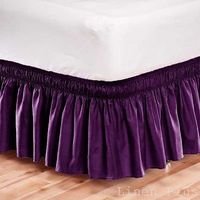 Elastic Bed Skirt Dust Ruffle Easy Fit /Twin Size /Purple