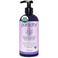PURA D'OR Organic Aloe Vera Gel, Jasmine Scent (16oz) USDA Certified - Deeply Hydrating, Moisturizing Skin & Hair - Sunburn, Bug Bites, Rashes, Small Cuts, Eczema Relief (Packaging may vary)