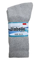 Diabetic Socks 6-PAIRS NON BINDING, GENTLE & RELAXED TOP BLACK, WHITE OR GREY (GREY, 10-13)