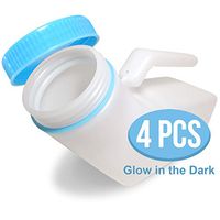 [Pack of 4] Glow in The Dark Spill Proof Urinals for Men, Screw Cap Plastic Male Urinal, Portable Urinal, Pee Bottles for Men, Urine Collection for Hospital, Incontinence, Elderly and Travel -1000ml
