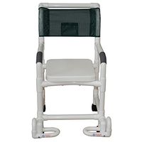MJM International 118-3TW-SSC-IF Standard Shower Chair with Complete Soft Seat, No Commode Opening and Individual Footrest, 300 oz Capacity, 40.5" Height x 25.25" Width x 31.75" Depth, Royal Blue/Forest Green/Mauve