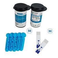 ixaer Diabetic Blood Glucose Test Strips Blue 50 Pcs+50 Free Lancets