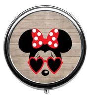 Qien BaiSei Cartoon Bow Little Mouse Pattern Pill Box/Pill Case-Round Pill Box/Case- Three-Compartment Pill Box/Pill Case