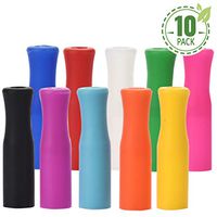 Friendly Straw 10 Pack Metal Straw Covers, Silicone Tips for .25" Wide Stainless Steel Metal Straws (Assorted Colors)