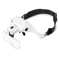 Magnifying Glass LED illuminated hands-free magnifying glass visor - 1x to 3.5x zoom with 5 detachable lenses - Head-mounted magnifier for reading, jewelry magnifier, watch and electronic repair for M