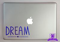 Cute Dream Typography Specialty Vinyl Decal Sized To Fit A 15" Laptop - Blue Metal Flake