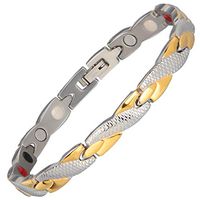 ZAQ Magnetic Bracelet Anion Health Wristband Men's Steel Jewelry in Snakeskin Grain, Promote Blood Circulation Relieve Pain Regulate Mood