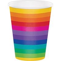 Creative Converting 375972 96 Count 12 oz Hot/Cold Paper Cups, Rainbow