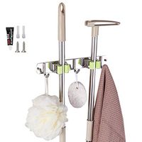 JUSTDOLIFE Mop Holders Mop and Broom Holder No Drilling Metal Wall Mounted Organizer Storage Hooks Hanger Mop Storage Organizer for Bathroom Kitchen Garden and Garage
