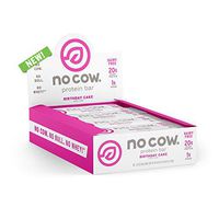 No Cow Protein Bar, Birthday Cake, 21g Plant Based Protein, Keto Friendly, Low Carb, Low Sugar, Dairy Free, Gluten Free, Vegan, High Fiber, Non-GMO, 12 Count