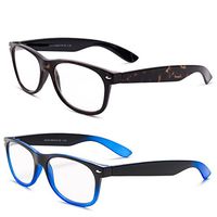 Specs retro 80's Vintage Reading Glasses (Shiny Havana and Black/Bright Blue Gradient) +1.50 2-Pack
