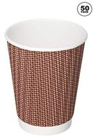 [50 PACK] 12 oz RippIe Wall Insulated Disposable Paper Coffee Cups - Double Walled Rippled Disposable Coffee Hot Tea Cups - Bio Degradable Eco Friendly Hot Beverage, To Go, Wholesale