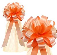 Peach Wedding Pull Bows with Tulle Tails - 8" Wide, Set of 6, Easter, Spring, Summer, Wedding, Birthday, Decoration