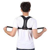 Adjustable Back Posture Corrector Clavicle Shoulder Lumbar Brace Support Belt Prevents Slouching,Black1,S