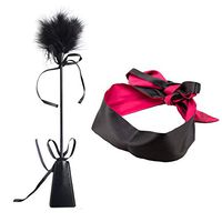 HONG SHENG Soft Satin Eye Mask Blindfold Comfortable Sleeping Masks - Sport Leather Whip Feather Tickler Role Play Toy (black-01)
