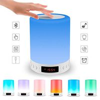 Smart Touch Lamp Rechargeable Table Lamp Dimmable LED Night Light with Wireless Bluetooth Speaker and Alarm Clock Screen, Multi-Color Changing
