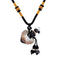 VALYRIA Aromatherapy Essential Oil Diffuser Necklace - Handmade Heart Glazed Glass Locket Pendant with Origin Cork Cover,Black