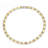 Rando Gold Plated Magnetic Therapy Link Chain Necklace Mens Womens Stainless Steel Germanium Energy Health Necklace for Neck Arthritis Headaches Shoulder Pain Relief Jewelry (Gold&Silver)