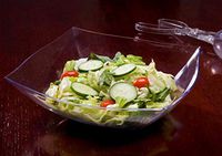 Zappy 6 Square Clear Plastic Serving Bowls 64 Ounce Heavyweight Disposable Salad Bowl, Pasta Bowls Clear Bowls | Perfect Rice Bowl, Fruit Bowl, Acai Bowl, Mixing Bowl, Punch Bowl, Ramen Bowl
