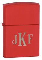 Personalized Zippo Red Matte Lighter with Free Roman Monogram