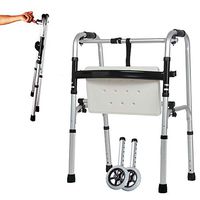 2 Wheel Walker with Seat Portable Folding Walker Adjustable Height Walker Lightweight Rollator Aluminium Alloy Medical Walker