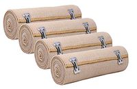 NexSkin 6" Organic Latex Free American Cotton - Comfort Elastic Bandage with Clip Fasteners - Beige, 4 Pack