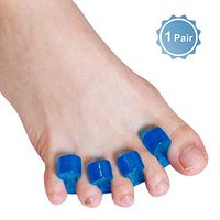 LDXRZ Three Holes Bunion Pads,Thumb Valgus Corrector, Overlapping Gel Toe Spacers Separators, for Yoga Ballet Hallux Valgus Pain Relief Unisex （Blue ） OneSize
