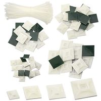 XLX 100PCS 4 Values Self-Adhesive Cable Tie Mount Bases for Cable Wire Tubing Sleeving Conduit Matched with 100pcs White Flexible Zip Ties (White)