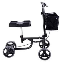 MYJZY Steerable Knee Walker Scooter,Mobility Rolling Walking Aids Double Brake System Kneeling Quad Roller Cart for Broken Leg,Foot,Ankle Injuries,Black