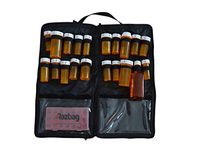 Portable, Lockable, Prescription medication bag, holds 20 various medicine bottles or use for vitamins & supplements, with 3 pockets. Great for travel. With Free 7 day Pillbox organizer by Razbag.