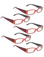 READING GLASSES 5 Pack Polka Dots Patterned Temples Readers (Red, 1.00)