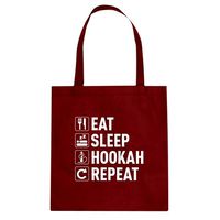 Tote Eat Sleep Hookah 15x16 Red Canvas Bag
