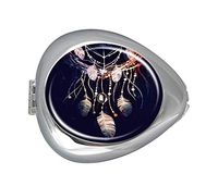 Dreamcatcher from Branches of Tree Base Custom Silver Oval Pill Box Pocket Purse Pill Case Medical Tablet Holder Weekly Pill Organizer Decoration Box Wallet