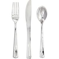 Creative Converting 315132 24-Count Metallic Plastic Assorted Cutlery, Silver, One Size, Multicolor