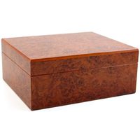 Burl Cigar Humidor with Hygrometer and Humidifier, 50 Count