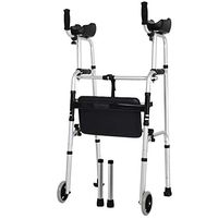 Yadianna Cozy Aluminum Walker Arm Can Drag The Walker with Soft Seat Elderly Walker Non-Slip Walking Stick with Hospital