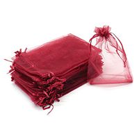 Dealglad 50pcs Drawstring Organza Jewelry Candy Pouch Christmas Wedding Party Favor Gift Bags (3x4", Wine)