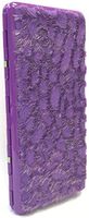 1 Eclipse Soft Furry Purple Leopard Cigarette Case with Mirror, Fits 120's Cigarettes, Can Hold 14 Cigarettes