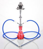 2 hose 23" Zalameh Red Hookah Shisha Nargila water glass vase pipes smoke sale