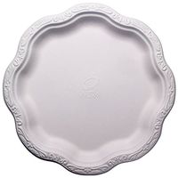 [50 COUNT] 10" inch Disposable Floral Large Premium White Plates Acanthus Collection Natural Sugarcane Bamboo Fibers Bagasse 100% By-Products Eco Friendly Environmental Plastic Paper Plate Alternative