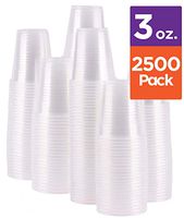Case of 2,500 – 3 oz. Disposable Clear Plastic Cups, 100 Count Packages (25/100)