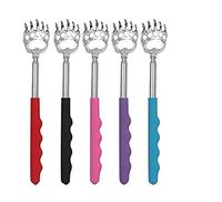 TXIN 5 Pack Telescopic Self Back Scratcher, Bear Claw Itching Scratchers Portable Hand Massage Tool with Soft Rubber Handles (Blue, Black, Pink, Red, Purple)