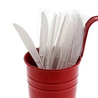 AmerCare White Medium-Heavy Weight Polypropylene Knives, Individually Wrapped, Case of 1000