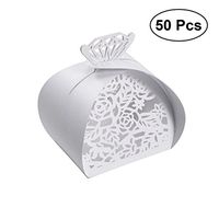 50PCS Hollow Die-Cut Diamond Favor Boxes Wedding Candy Boxes Wedding Gift Boxes - White